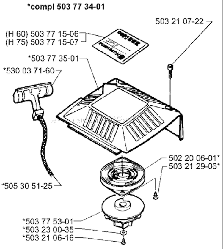 Page M Diagram and Parts List for 225H75 225 H75 1998-01 Husqvarna Hedge Trimmer