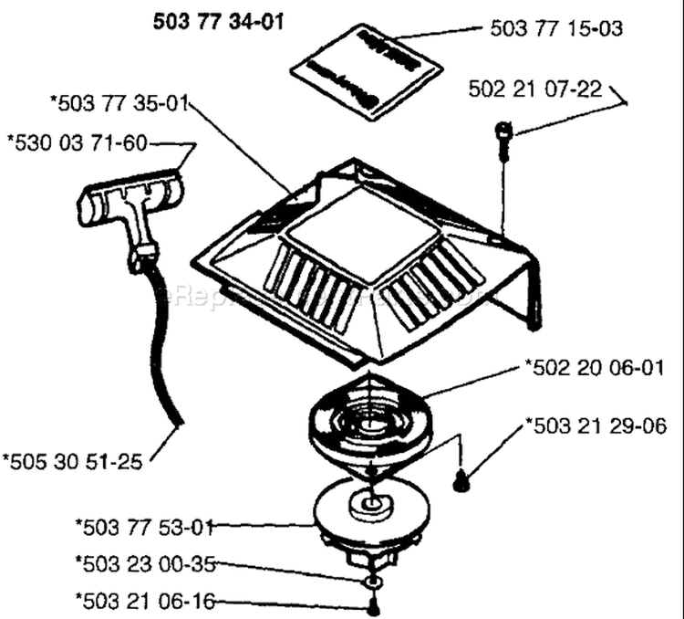 Page L Diagram and Parts List for 225HBV 225 HBV 1996-09 Husqvarna Leaf Blower / Vacuum