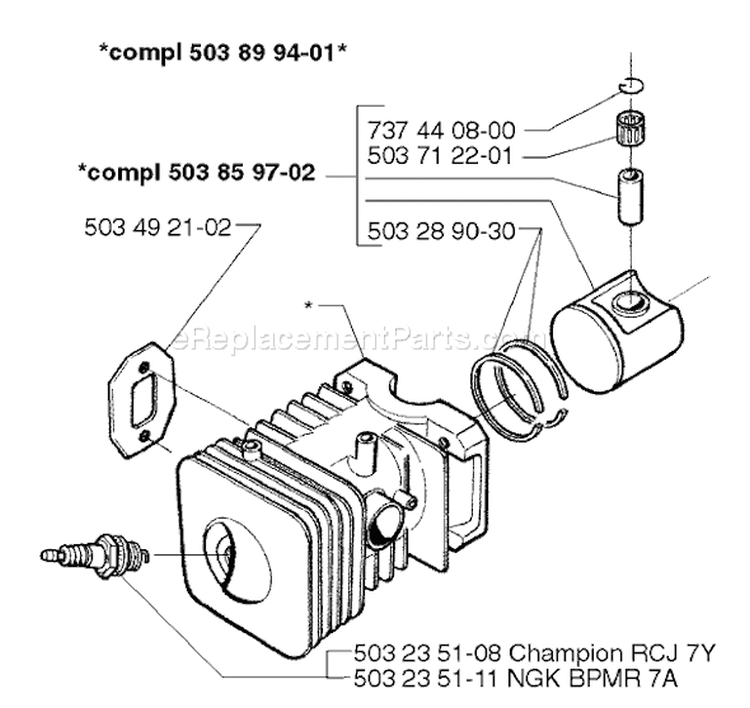 Page K Diagram and Parts List for 225HBV 225 HBV 1997-02 Husqvarna Leaf Blower / Vacuum