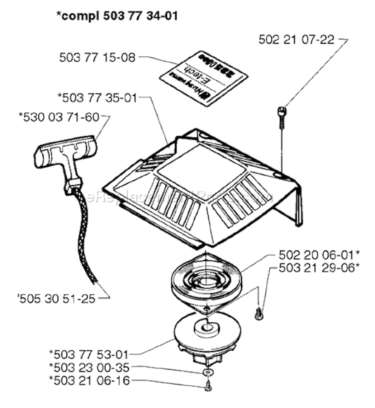 Page L Diagram and Parts List for 225HBV 225 HBV 1997-02 Husqvarna Leaf Blower / Vacuum