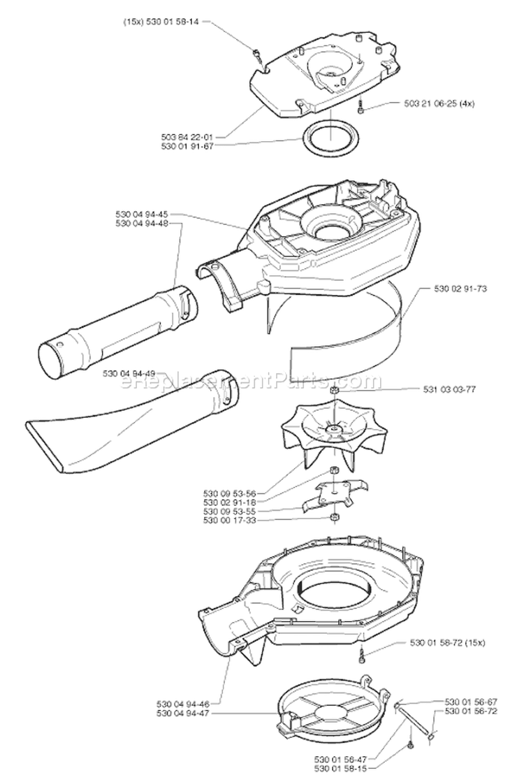 Page C Diagram and Parts List for 225HBV 225 HBV 1997-02 Husqvarna Leaf Blower / Vacuum