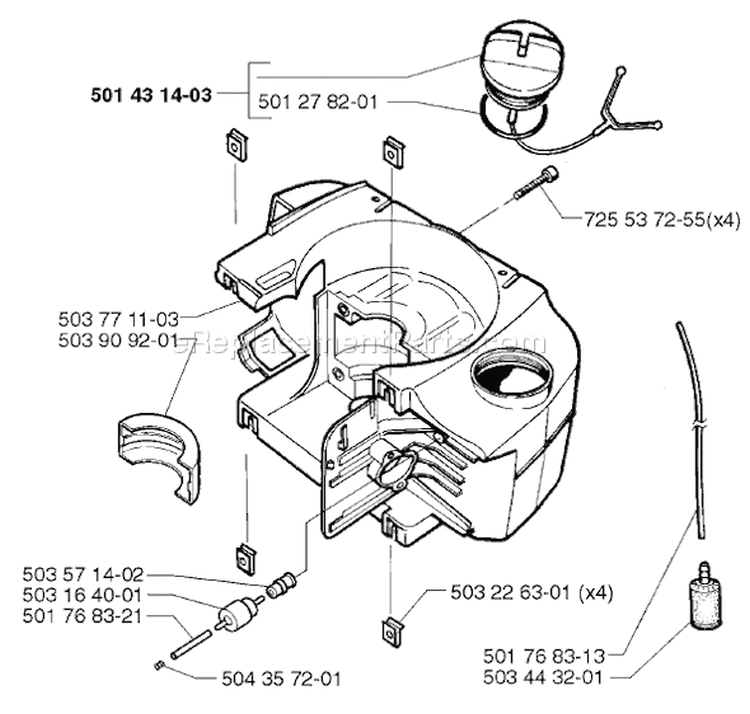 Page E Diagram and Parts List for 225HBV 225 HBV 1997-02 Husqvarna Leaf Blower / Vacuum