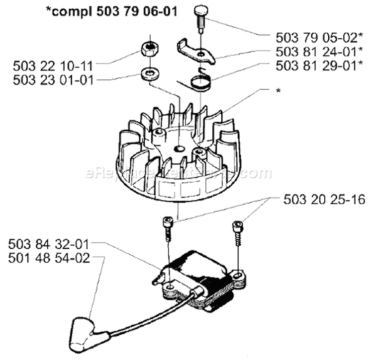 Page J Diagram and Parts List for 225HBV 225 HBV 2000-01 Husqvarna Leaf Blower / Vacuum