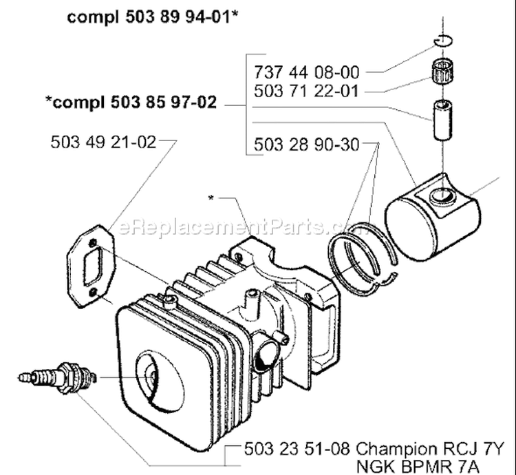 Page L Diagram and Parts List for 225HBV 225 HBV 2000-01 Husqvarna Leaf Blower / Vacuum