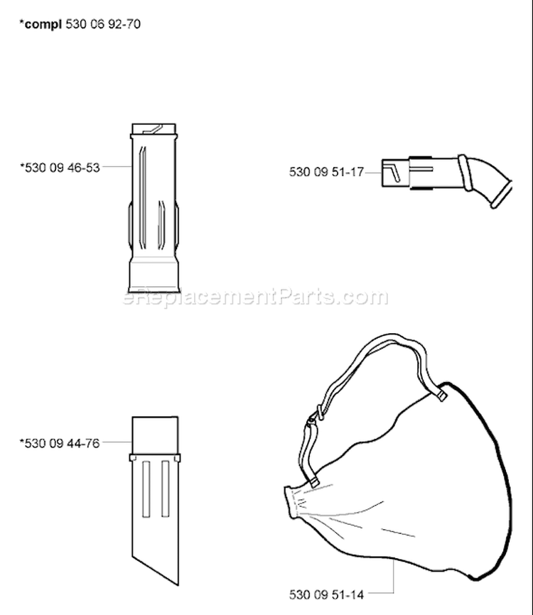 Page N Diagram and Parts List for 225HBV 225 HBV 2000-01 Husqvarna Leaf Blower / Vacuum