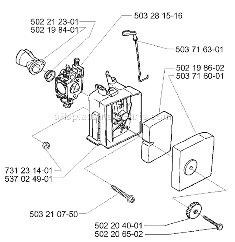 Page B Diagram and Parts List for 225HBV 225 HBV 2000-01 Husqvarna Leaf Blower / Vacuum