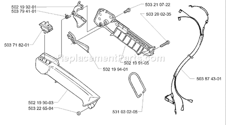 Page H Diagram and Parts List for 225HBV 225 HBV 2000-01 Husqvarna Leaf Blower / Vacuum