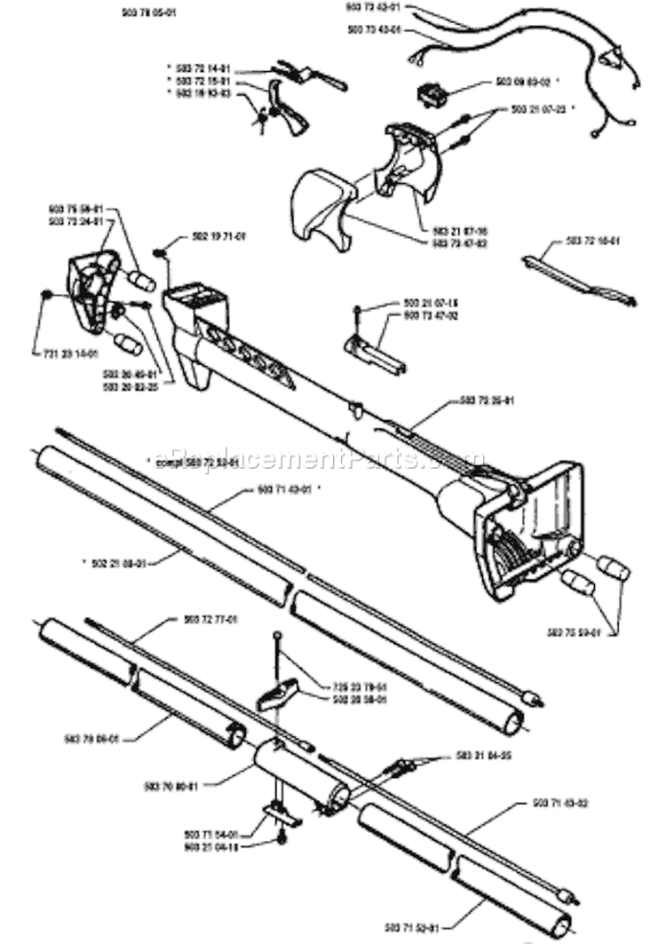 Page N Diagram and Parts List for 225L 225 L 1994-06 Husqvarna Trimmer