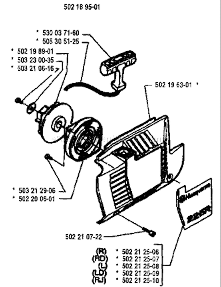 Page K Diagram and Parts List for 225RD 225 RD 1994-06 Husqvarna Trimmer