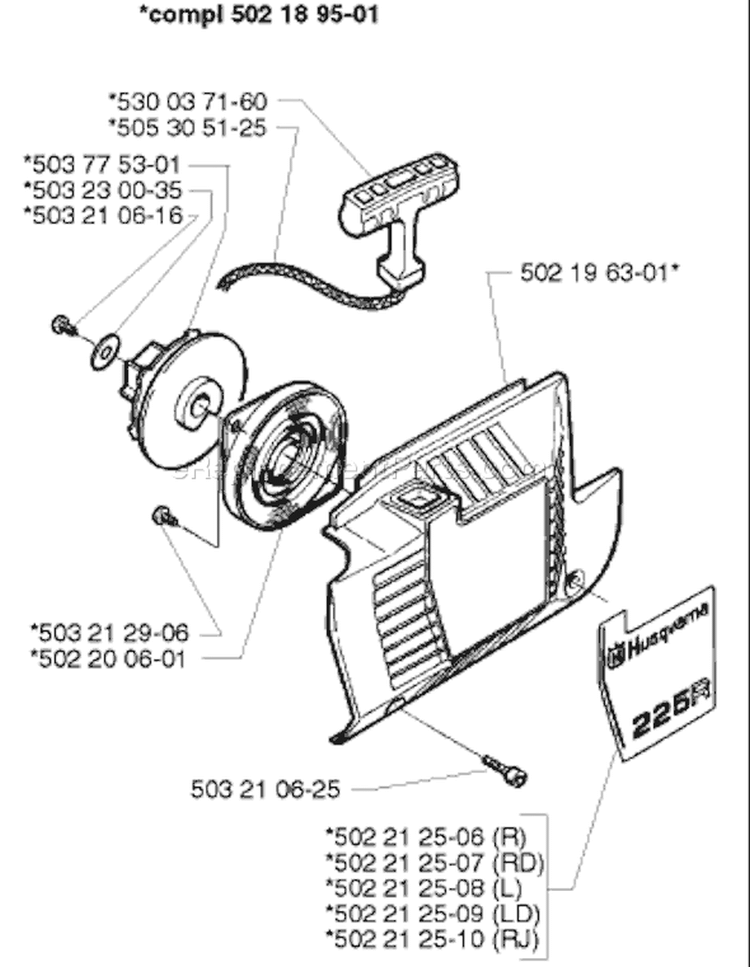 Page M Diagram and Parts List for 225RD 225 RD 1996-06 Husqvarna Trimmer