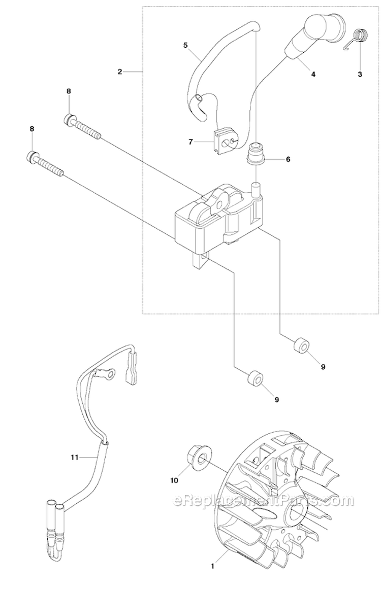 Ignition System Diagram and Parts List for 226RJ 2012-06 Husqvarna Brush Cutter
