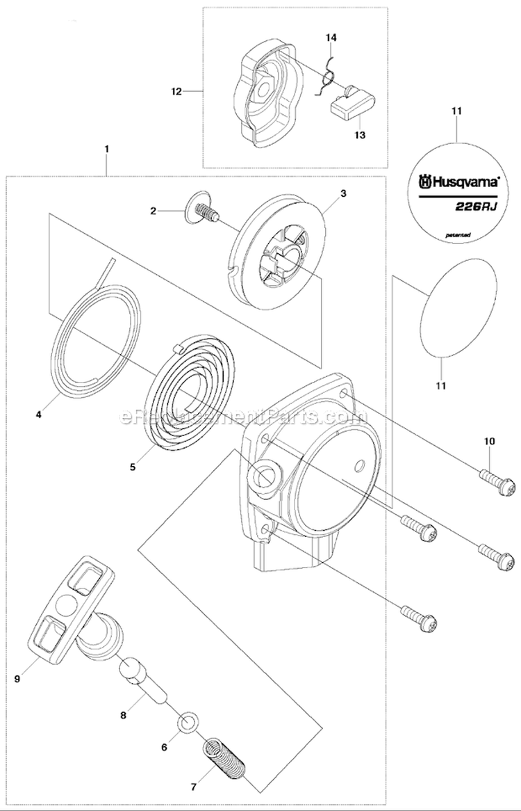 Starter Diagram and Parts List for 226RJ 2012-06 Husqvarna Brush Cutter