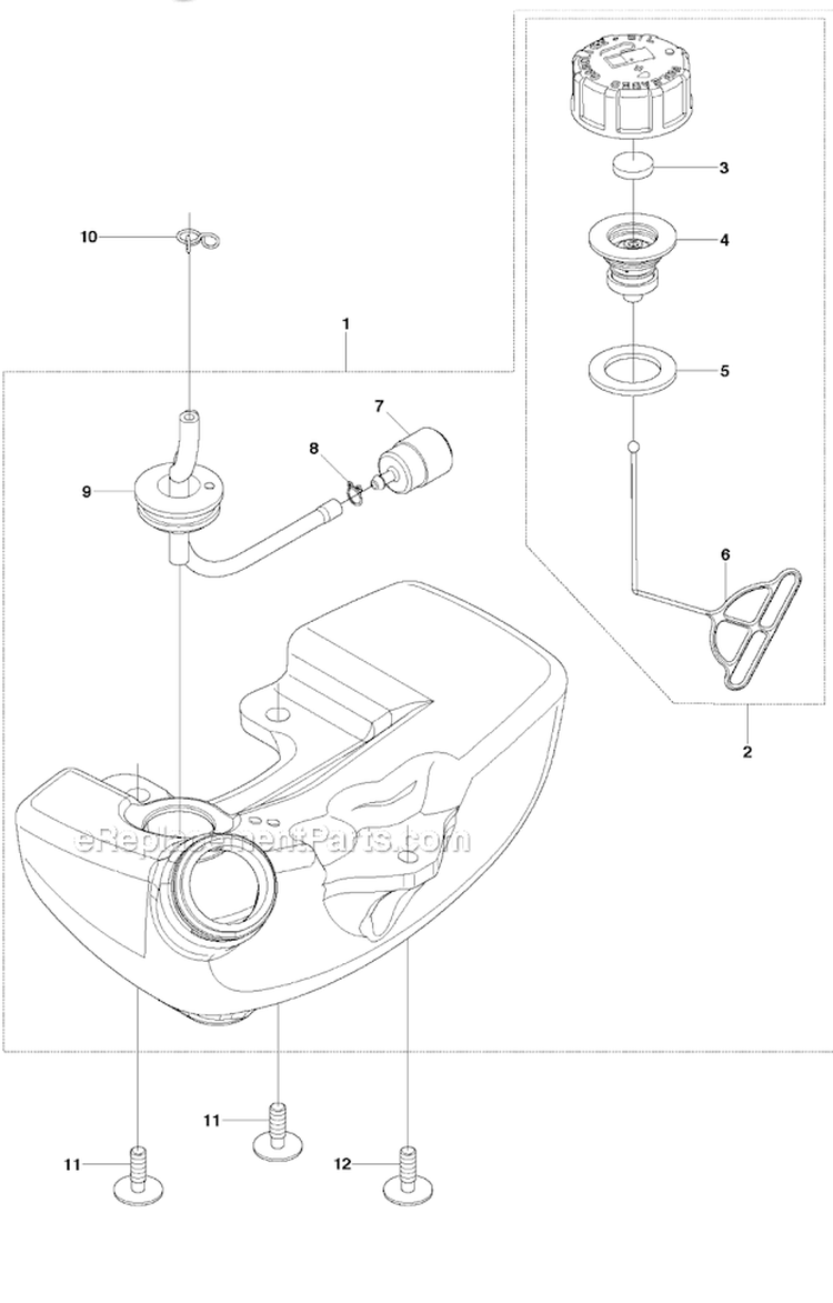 Fuel Tank Diagram and Parts List for 226RJ 2012-06 Husqvarna Brush Cutter