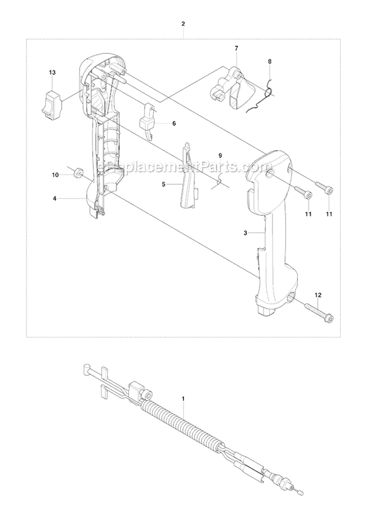 Throttle Controls Diagram and Parts List for 226R 2009-01 Husqvarna Brush Cutter