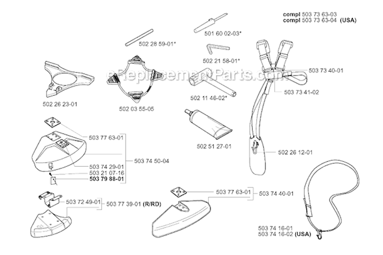 Accessories Diagram and Parts List for 227RD 2000-10 Husqvarna Brush Cutter