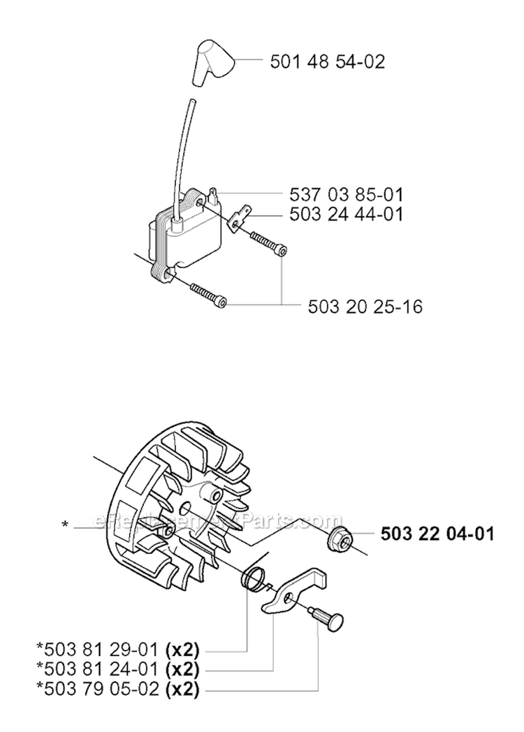Ignition System Diagram and Parts List for 227RJ 2000-10 Husqvarna Brush Cutter