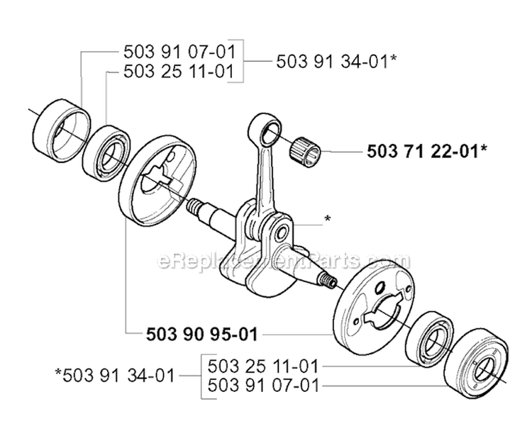 Crankshaft Diagram and Parts List for 227RJ 2000-10 Husqvarna Brush Cutter