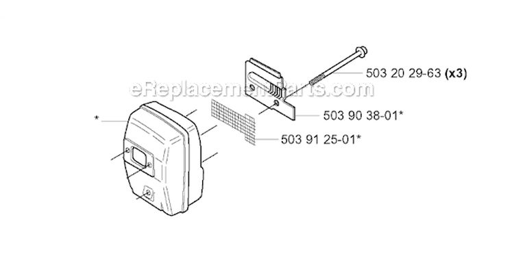 Muffler Diagram and Parts List for 227R 2000-10 Husqvarna Brush Cutter