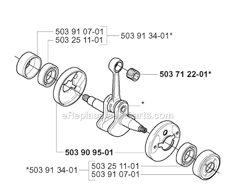 Crankshaft Diagram and Parts List for 227R 2000-10 Husqvarna Brush Cutter