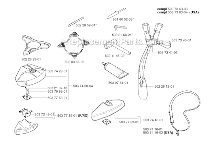 Accessories Diagram and Parts List for 227R 2002-09 Husqvarna Brush Cutter