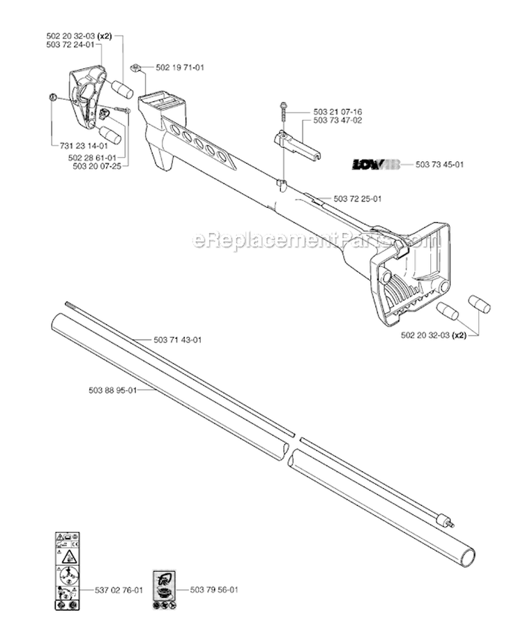Shaft  Handle Diagram and Parts List for 227R 2002-09 Husqvarna Brush Cutter