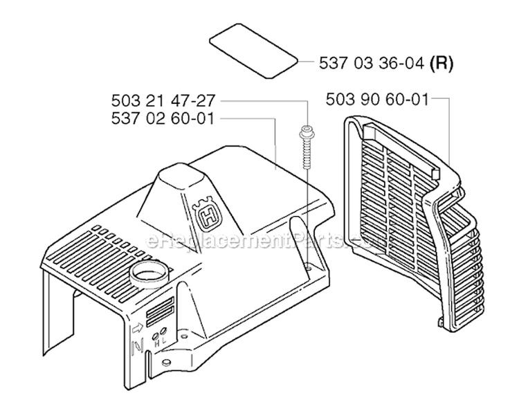 Cylinder Cover Diagram and Parts List for 227R 2002-09 Husqvarna Brush Cutter