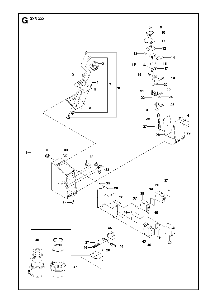 Electrical, Valid For Machine 1 - 20 Diagram and Parts List for DXR300 (1 & Above)(2013-08) Husqvarna Demolition Hammer
