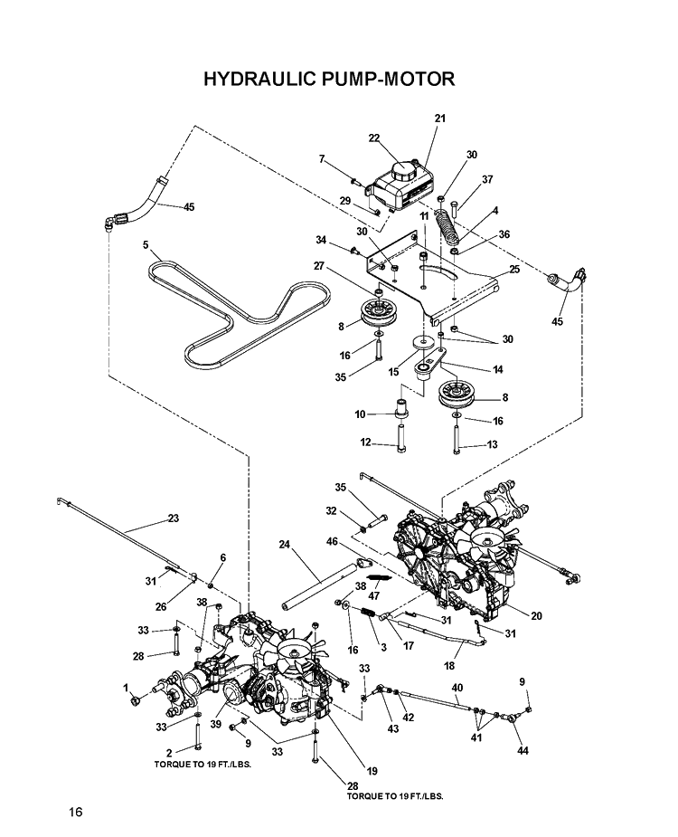 Hydraulic Pump - Motor Diagram and Parts List for EZ4822 (968999696)(2007-07) Husqvarna Lawn Mower