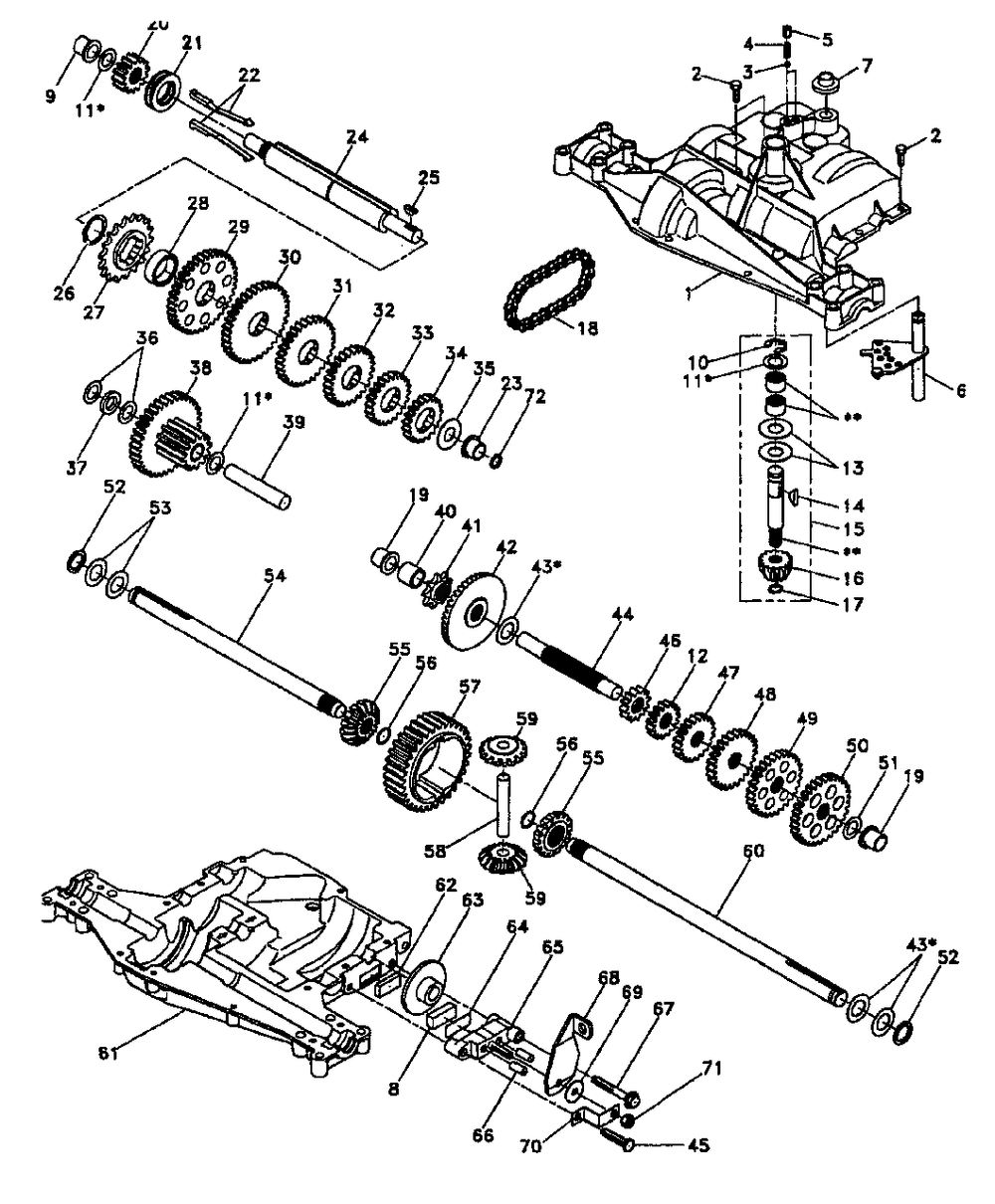 Dana Transaxle Diagram and Parts List for YT150 (954840021-A)(1996-01) Husqvarna Lawn Tractor