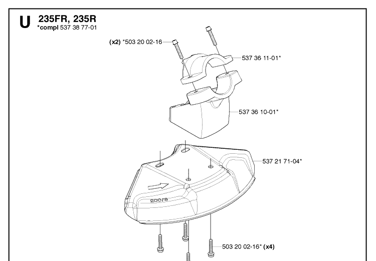 Guards 2 Diagram and Parts List for 235R  Husqvarna Brush Cutter