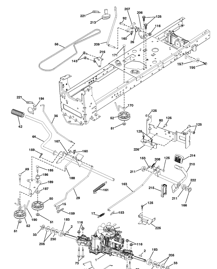 Drive Diagram and Parts List for YTH2348-289570 2012-02 Husqvarna Lawn Tractor