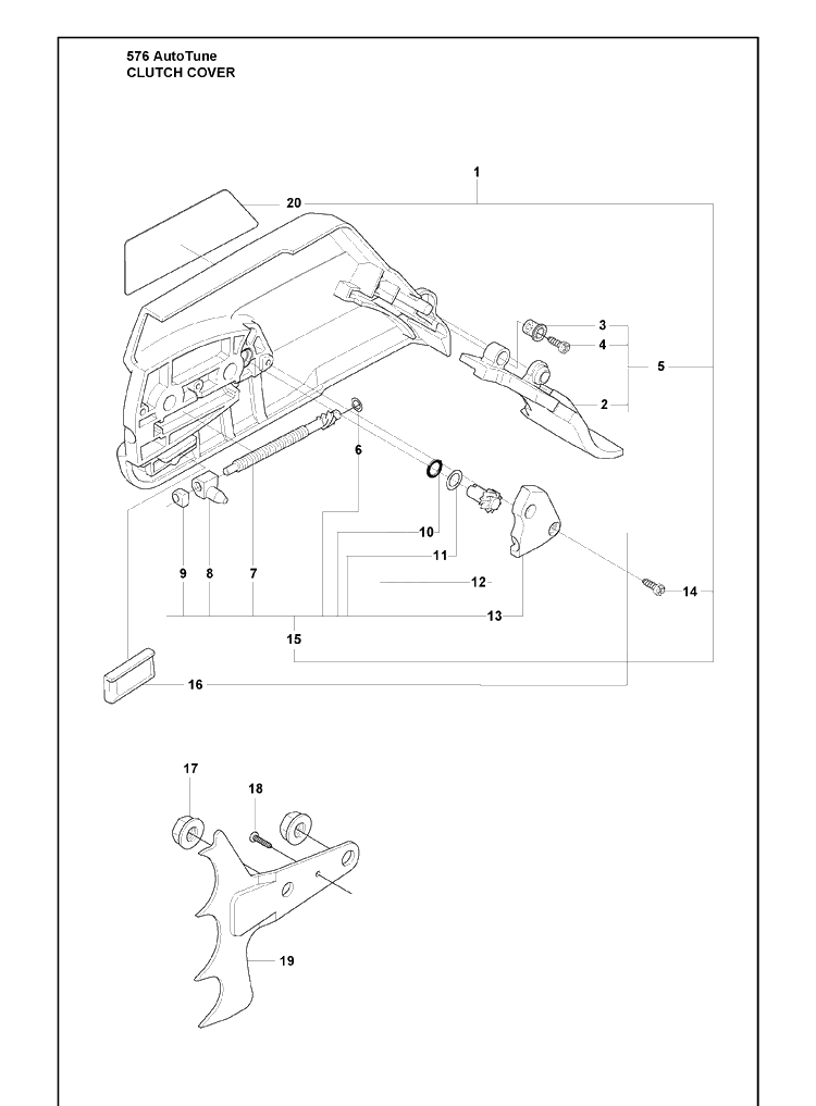 Clutch Cover 2 Diagram and Parts List for 576XP 2010-03 Husqvarna Chainsaw