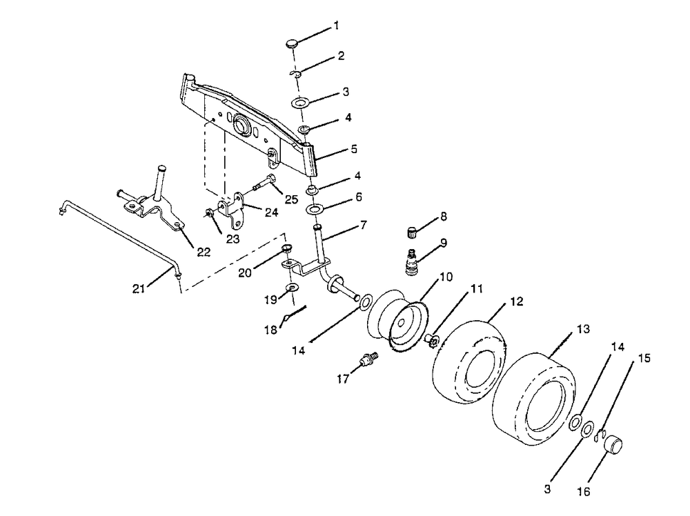 Front Axle Diagram and Parts List for LT92012 (954000251-A)(1993-01) Husqvarna Lawn Tractor