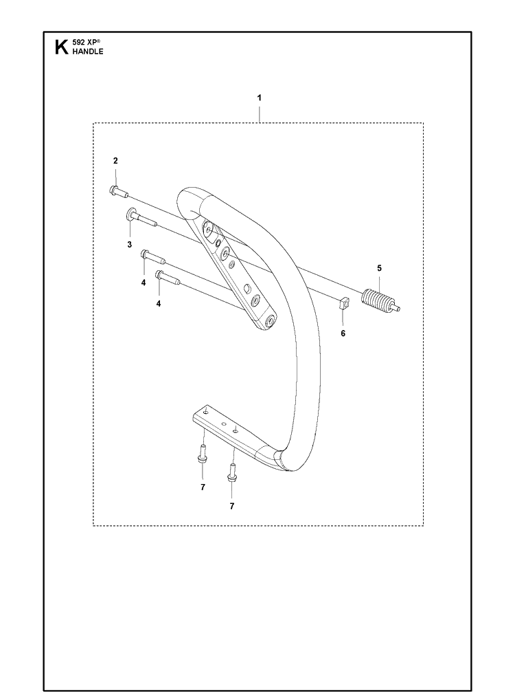 Handle Diagram and Parts List for 592XP 592 XP-G Husqvarna Chainsaw