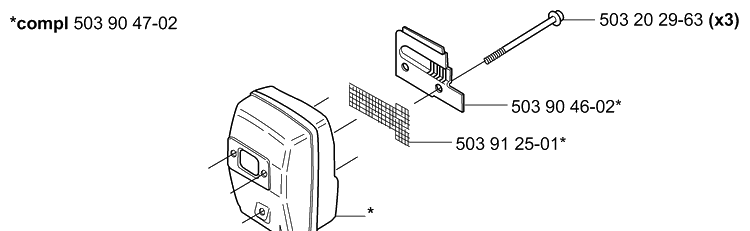 Muffler Diagram and Parts List for 232L 2006-01 Husqvarna Trimmer