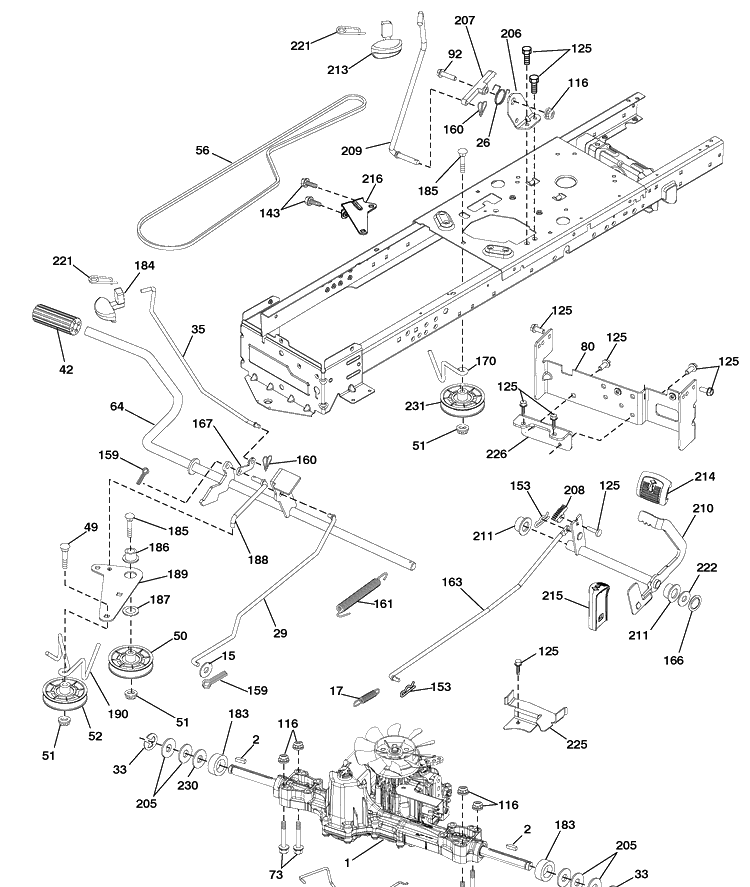 Drive Diagram and Parts List for YTH20K46 (917289542)(2010-01) Husqvarna Lawn Mower