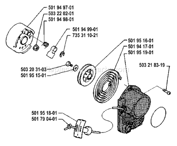 Page L Diagram and Parts List for 22R 22 R 1986-10 Husqvarna Trimmer