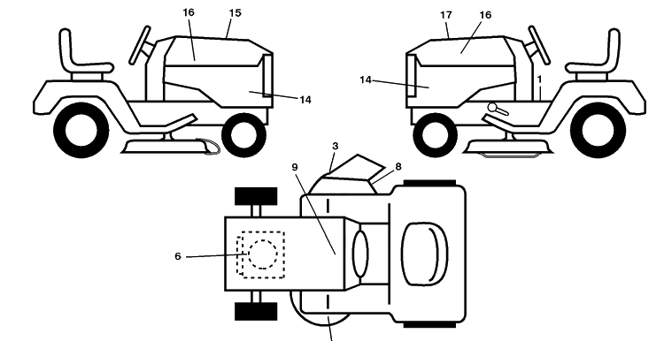 Decals Diagram and Parts List for 2748GLS (96043005000)(2008-03) Husqvarna Lawn Mower