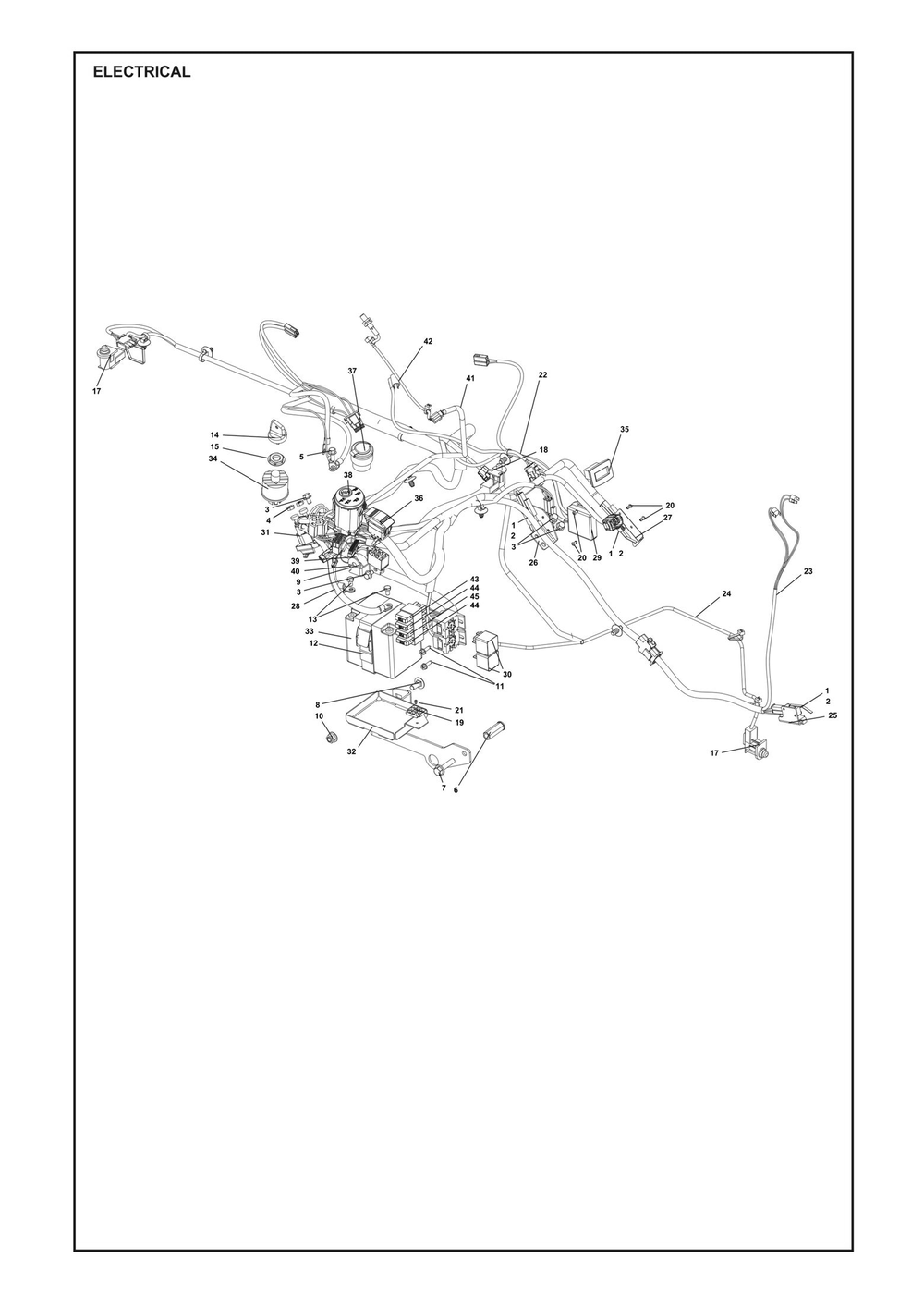 Electrical Diagram and Parts List for RC320TSAWD 2023 Husqvarna Lawn Tractor