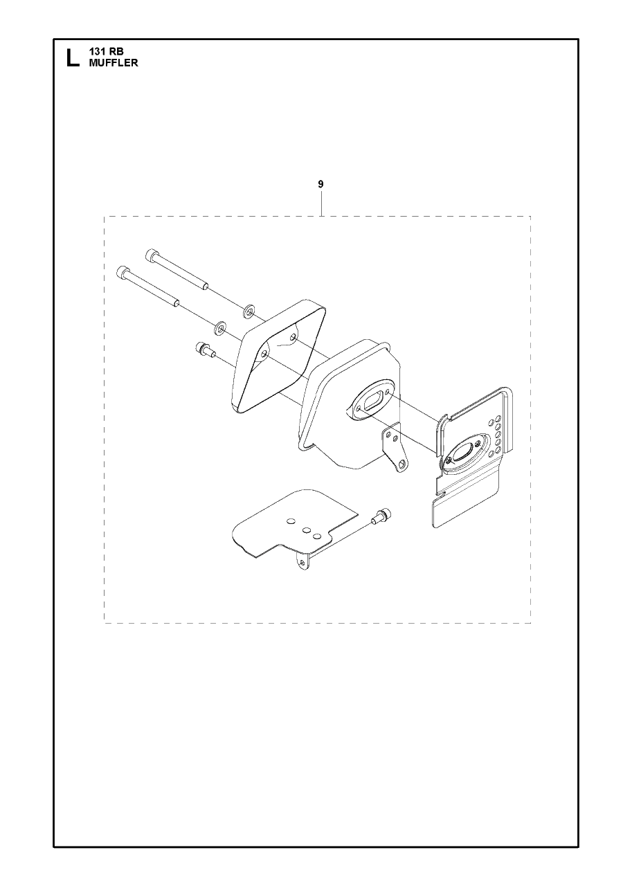Muffler Diagram and Parts List for 131RB 20181300001 & Above Husqvarna Brush Cutter