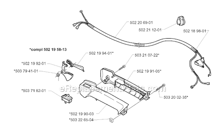 Throttle Controls Diagram and Parts List for 232RD 2000-04 Husqvarna Brush Cutter
