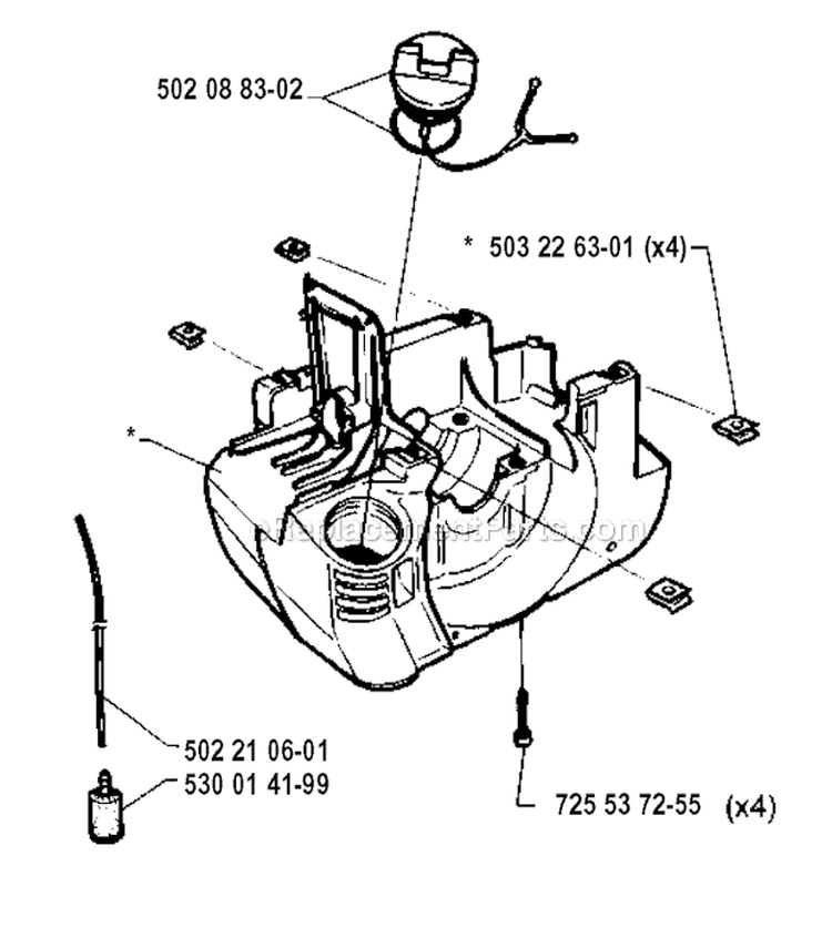 Crankcase Diagram and Parts List for 232R 1994-02 Husqvarna Brush Cutter