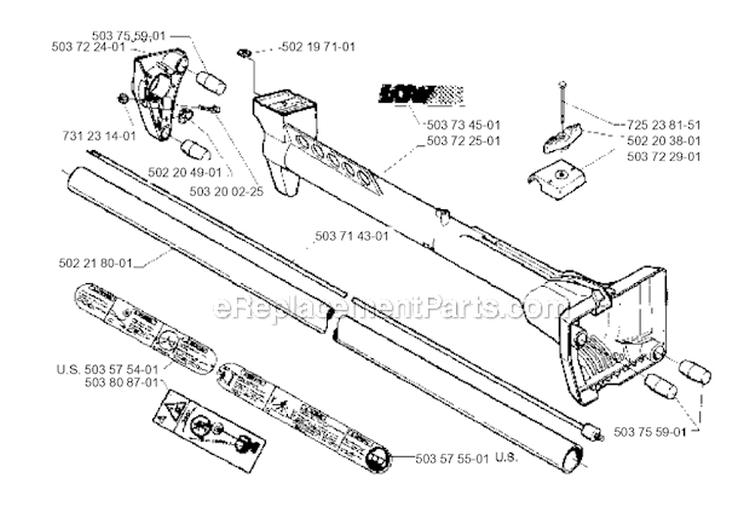 Shaft Diagram and Parts List for 232R 1995-11 Husqvarna Brush Cutter