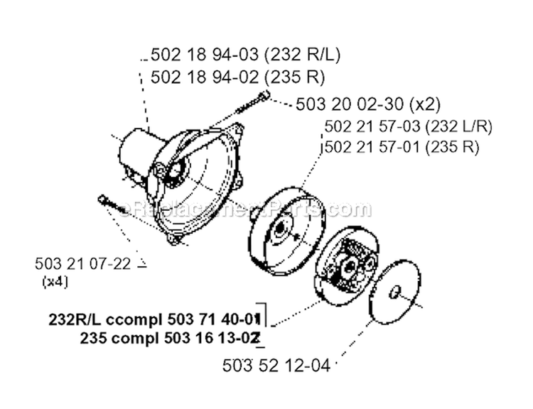 Clutch Diagram and Parts List for 232R 1995-11 Husqvarna Brush Cutter
