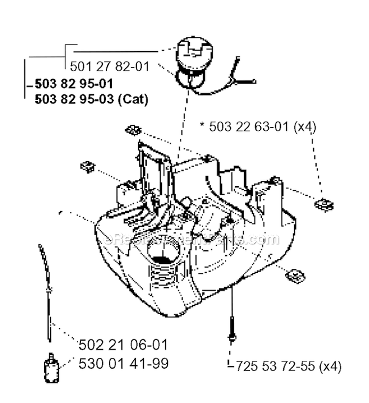 Crankcase Diagram and Parts List for 232R 1995-11 Husqvarna Brush Cutter