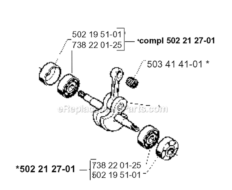 Crankshaft Diagram and Parts List for 232R 1995-11 Husqvarna Brush Cutter
