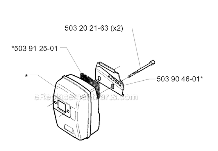 Muffler Diagram and Parts List for 232R 1997-02 Husqvarna Brush Cutter