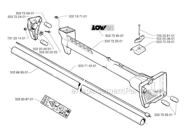 Shaft Diagram and Parts List for 232R 1997-02 Husqvarna Brush Cutter