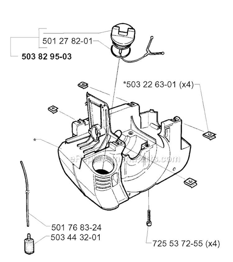 Crankcase Diagram and Parts List for 232R 1997-02 Husqvarna Brush Cutter