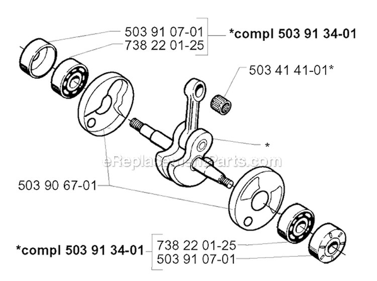 Crankshaft Diagram and Parts List for 232R 1997-02 Husqvarna Brush Cutter